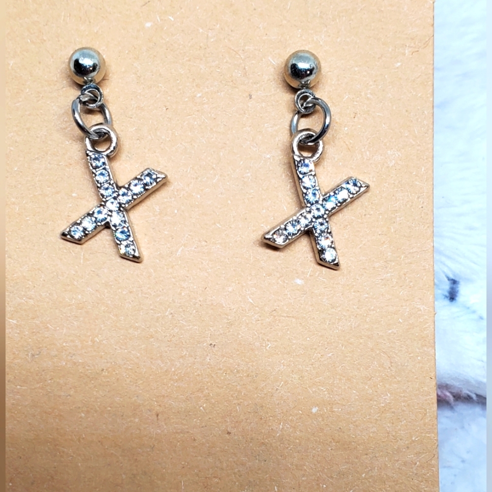 7/$10 X Initial Earrings, New